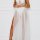 Elegant muse mashi white mesh long dress with high-slit design, trendy flowy style for women.