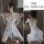 White long night lace bow sexy lingerie set, elegant sleepwear with delicate lace design, perfect for womens at-home outfits.