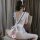 Sexy maid costume set featuring ruffled design and bow details, perfect for role play with long night seductive allure.