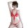 Woman modeling red long night temptation lingerie set – sheer lace babydoll top with tie straps and matching thong, elegant a...