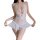 Sexy lace bodysuit featuring open-crotch design, sheer long dress with uniform-inspired lingerie set.