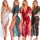 Four women showcase elegant lace sleepwear sets featuring deep v-necks, high slits, and long robes, perfect for women seeking...