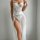 Sexy sheer mesh high slit long dress with push-up bra and panty set, perfect for plus-size women seeking elegant sleepwear.