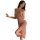 A woman poses elegantly in a plus-size sexy lace sleep dress, featuring sheer mesh fabric, long slip design, side slit, and a...