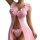 Pink lace cami dress with floral ruffles, elegant design, sexy low-cut, sleeveless, perfect for evening wear and bridal linge...