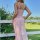 Romantic lace sleep dress featuring sheer mesh fabric, long design with side slit and built-in support, perfect for feminine ...