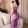 Seductive lace sleepwear set featuring a sexy long nightgown with a thigh-high slit and adjustable straps for a small bust.