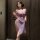 Seductive split long dress lingerie set - pure & tempting lace cheongsam-style robe with matching cami