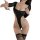 Woman wearing black long-sleeve ice silk bodysuit with thigh-high stockings, showcasing sleek, form-fitting sensual lingerie ...
