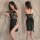 Sensual lace bodysuit dress featuring sheer mesh fabric, halter tie, and high slit design for elegant allure.