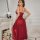 Sexy -style long dress lingerie set – elegant red design with lace details, perfect for nighttime elegance and comfortable s...