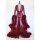 Sexy feather sheer nightgown featuring long sleeves, lace trim, flared design, and train for an elegant style look.