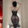 Sexy lace sheer mesh long slip dress for small bust, no-remove, seductive outfit.