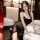 Sexy lace sheer mesh long slip dress for small bust, no-remove, seductive outfit.