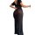 Sexy black lace mesh long dress with sheer fabric and side slit, perfect for nightclub or lingerie wear.