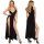 Sexy lace sleep dress for women featuring sheer mesh design, v-neckline, long length, side slit, perfect for evening wear.