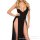 Sexy lace sleep dress featuring sheer mesh, v-neckline, long design, side slit, perfect for evening wear.
