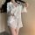 New sexy lace sleep shirt set - pure & alluring ice silk long sleeve womens pajama set, lightweight white button-down design ...
