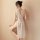 Sexy lace sleepwear set featuring a transparent long nightgown with a deep v-neckline and tie waist, perfect for women seekin...
