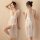 Sexy lace sleepwear set featuring transparent long nightgown with deep v-neckline and matching delicate lace-trimmed matching...