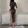 Sexy lace split v-neck long nightgown, bodycon design, perfect for womens wholesale cross-border fashion.