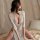 Sexy lace temptation long dress - hot side-slit bodycon costume sleepwear for women, elegant design with intricate lace detai...