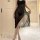 Sexy sheer mesh long nightgown with sensual skin-tone lace design, romantic sleep dress for women.
