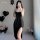 Sexy split long nightgown - hot strapless lingerie dress for role play & nightclub outfits, showcased by shuoyao with elegant...