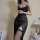 Sexy sheer mesh slip dress with high slit, perfect for loungewear or evening wear.