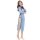 Woman modeling light blue sheer qipao nightgown with black trim and high slit. suoqing vintage chinese student uniform linger...