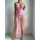 Sexy pink floral long skirt with thigh-high slit, paired with matching thong set, perfect for evening wear or themed events.