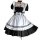 Sexy plus size maid costume featuring black and white lolita long dress with ruffles and corset design, perfect for cute fema...