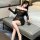 Woman wearing xiucisha sheer lace bodycon nightdress with long sleeves and off-shoulder design, featuring a sexy silhouette a...