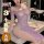 Sexy off-shoulder high-slit sheer long gown with purple lace design, perfect for elegant yet daring occasions.