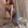 Seductive gray lace backless nightgown set featuring long dress with ties and cut-outs, perfect for intimate wear.