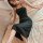 Elegant black lace backless nightgown set featuring a seductive cut-out design and tie detail, perfect for luxurious sleepwea...