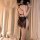 Vintage-inspired lace cheongsam lingerie featuring sheer mesh design, open-crotch style with high slit, perfect for seductive...