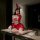 Sexy bunny costume for women featuring red and white outfit with bunny ears, perfect for new year and christmas role play, no...