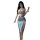Woman in love-ruru sexy lace corset set with off-shoulder top and high-slit skirt, holding a perfume bottle.