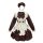 Sweet french-inspired maid outfit featuring a charming lolita dress with puff sleeves, ruffled apron, and large bows for a de...