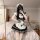 A woman poses in a maid costume cosplay dress, featuring a black and white checkered design with a bow apron and headband. pe...