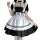 Cute maid costume cosplay dress featuring black and white colors, perfect for japanese lolita style with ruffled details and ...