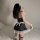 Sexy maid costume lingerie set featuring low-cut design, lace skirt, and apron, perfect for cosplay or playful outfits.
