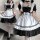 A pair of women wearing maid costumes, featuring black and white outfits with ruffles and bows. perfect for cosplay or kawaii...