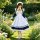 A woman wearing a charming maid dress cosplay costume, perfect for sweet lolita style. the outfit features a white apron with...