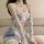 Maid lingerie set featuring lace details, perfect for cosplay or sleepwear. includes a gingham top with floral accents and ma...