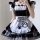 A maid lolita dress featuring a black and white checkered design, cute cat paw prints on the apron, and ruffled details perfe...