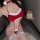 Mandyu christmas lingerie set - red fuzzy tie-strap bodysuit with halter neck for holiday & new year