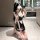 Sexy maid costume with black and white design, featuring lace details and a playful look, perfect for women seeking allure an...
