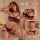 Woman modeling manny night lingerie set - sexy purple lace bra with underwire, halter neck, sheer cut-outs, matching panty & ...